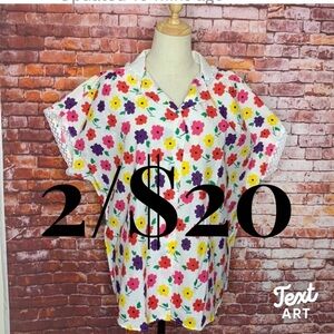 Vintage 80s Diamond Hill Button Down Floral Blouse